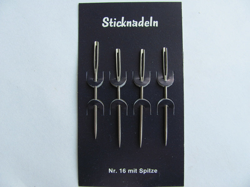 4 Sticknadeln mit Spitze Nr. 14 / 16