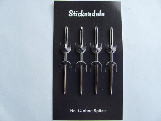 4 Sticknadeln ohne Spitze Nr. 14 / 16