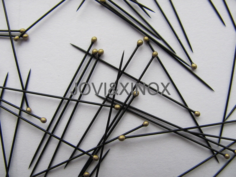 Extra fine stainless steel pins, 100 pieces, black