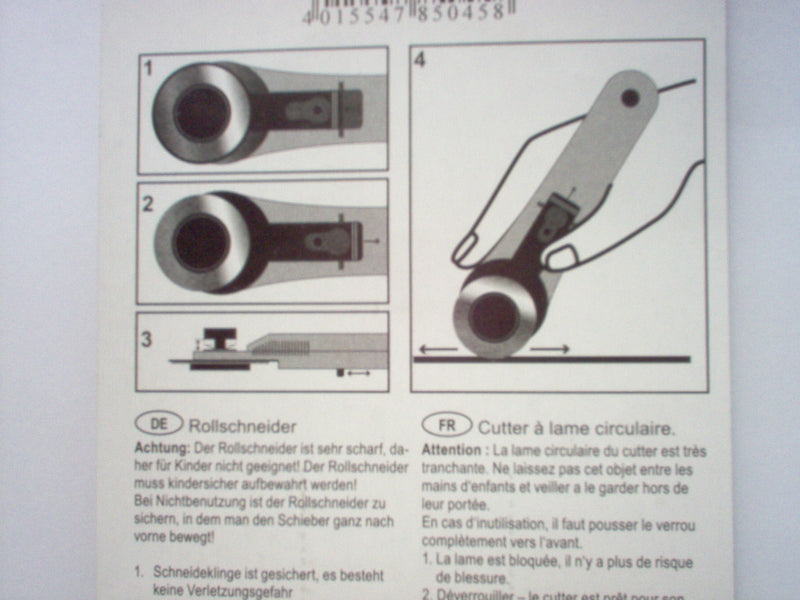Rotary cutter with stainless steel blade, 45mm