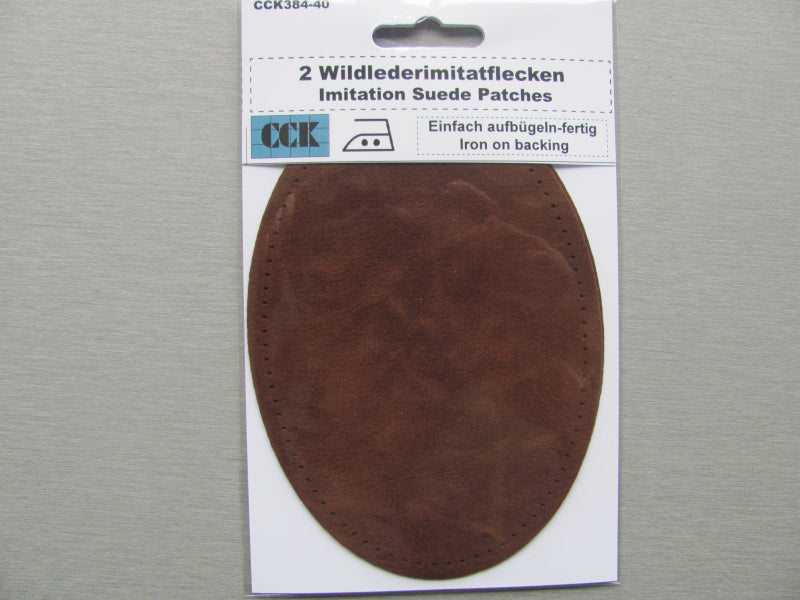 2 Stück Wildleder-Immitatflecken oval 10x14cm BRAUN