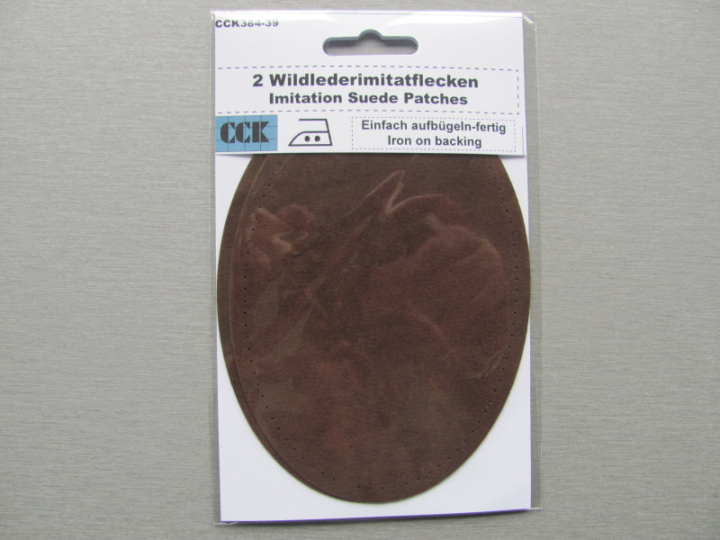 2 Stück Wildleder-Immitatflecken oval 10x14cm DUNKELBRAUN