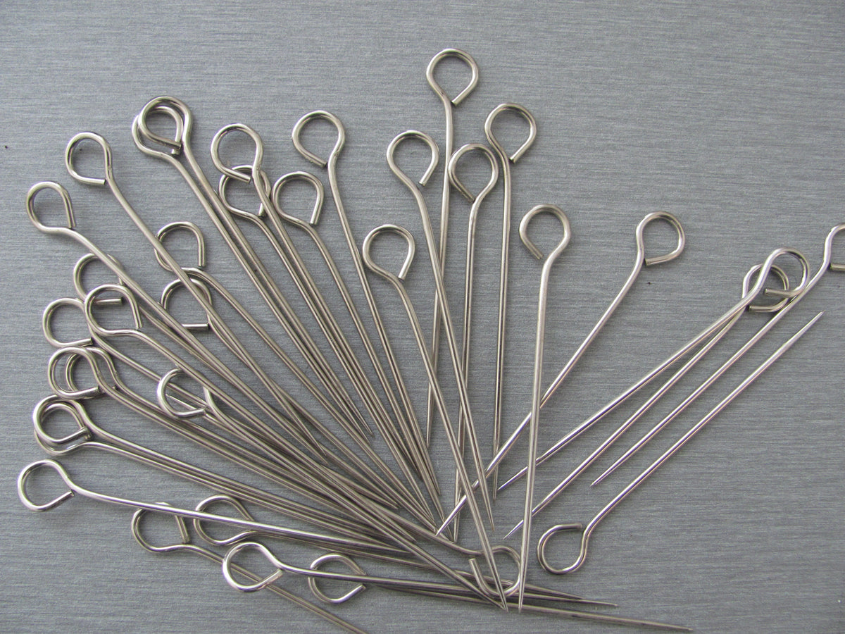 100 Stück Sattlernadeln & Ringstecker 1,60 x 65 mm – Robuste Zuschnittnadel aus Federstahl (Vernickelt)