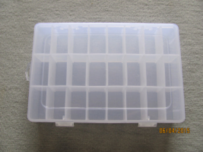 Plastic box with 24 compartments, variable dimensions: approx. 200x130x37mm