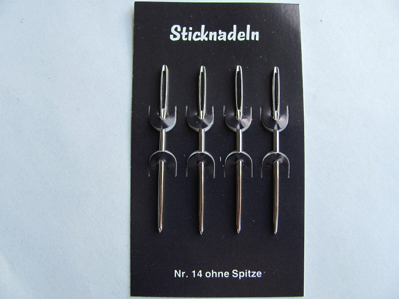 4 Sticknadeln mit Spitze Nr. 14 / 16
