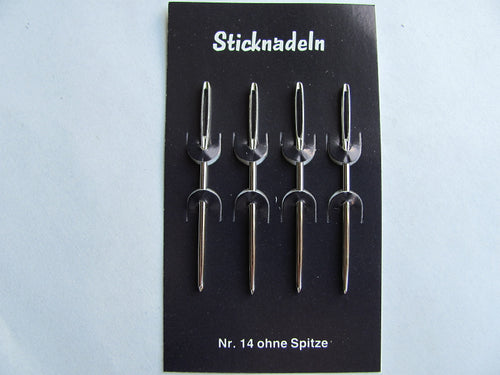 4 Sticknadeln ohne Spitze Nr. 14 / 16