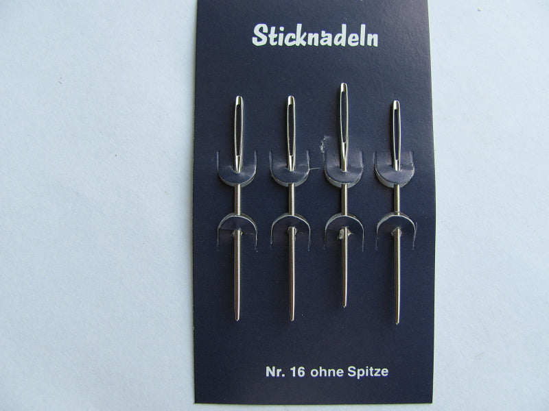 4 Sticknadeln ohne Spitze Nr. 14 / 16