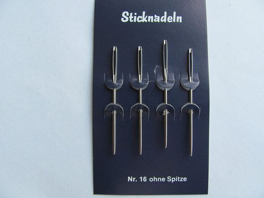 4 Sticknadeln ohne Spitze Nr. 14 / 16