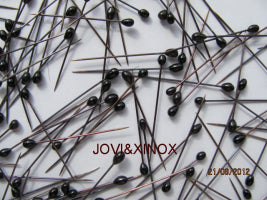 Edelstahl-Stecknadeln 0,59x33mm mit schwarzem Kunststoffkopf