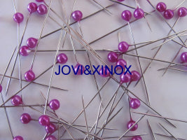  Perlkopfstecknadeln 0,60x38mm  50 Stk. Purple - Rot